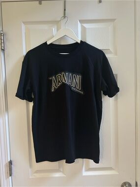 Armani Exchange cotton t-shirt with a curved embroidered logo Men Size M